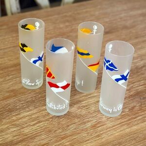 Vintage Libbey Nautical Flags Drinking Glasses Set